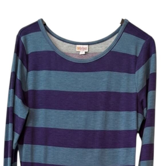 CLEARANCE Lularoe Purple Striped Dress - Long Sleeves, Tiered Ruffle Skirt - XL - Picture 3 of 5